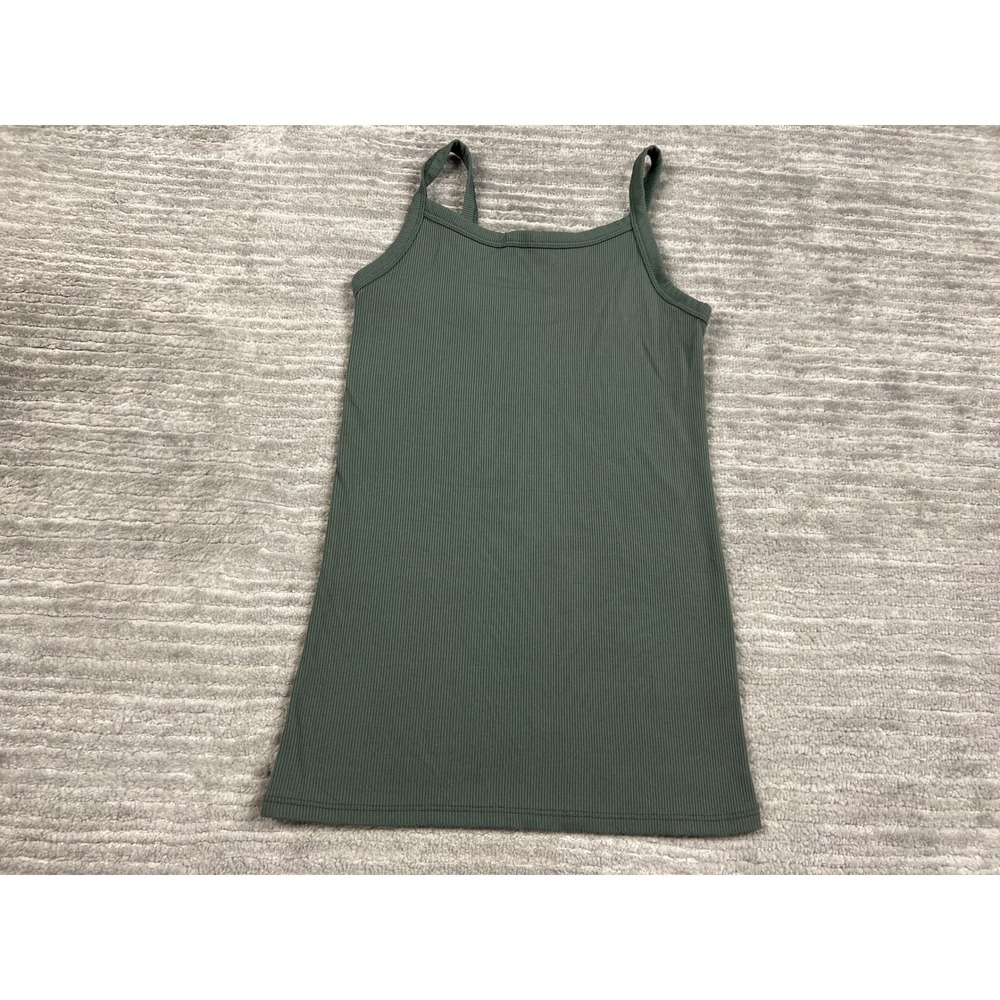 No Boundaries Cami Tank Top Women XS 1 Olive Green Ribbed Square Neck Stretch